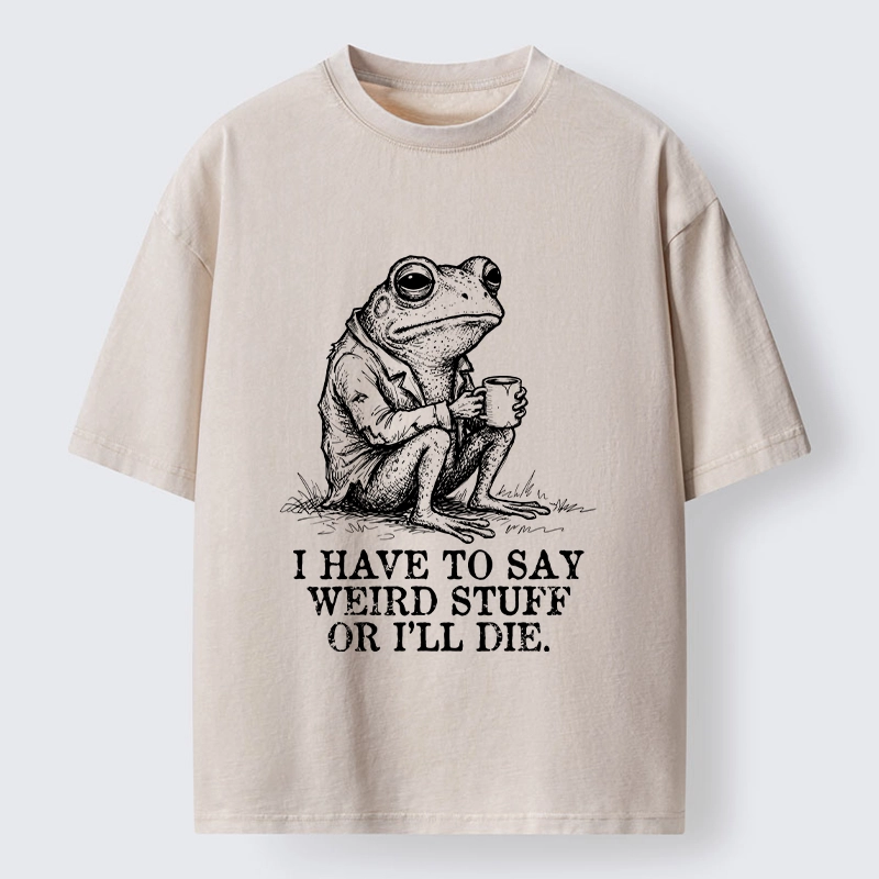 Tokyo-Tiger Frog In Suit Drinking Coffee Washed T-Shirt
