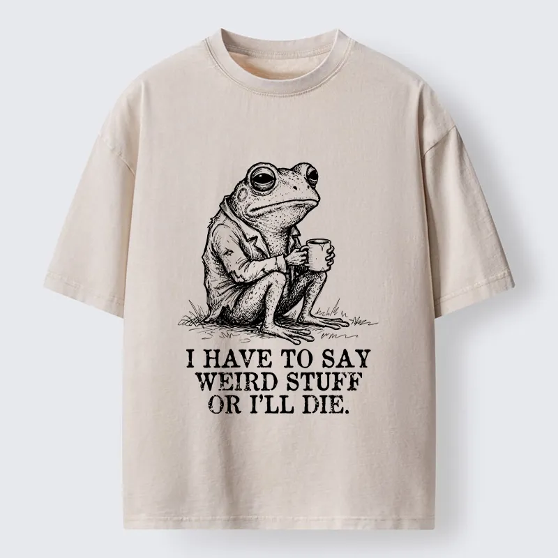 Tokyo-Tiger Frog In Suit Drinking Coffee Washed T-Shirt Sale