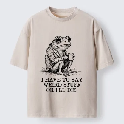 Tokyo-Tiger Frog In Suit Drinking Coffee Washed T-Shirt