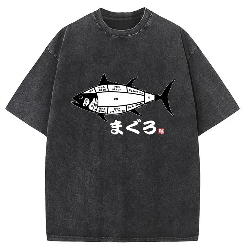 Tokyo-Tiger Tuna Usage Chart Washed T-Shirt