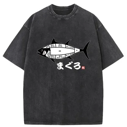 Tokyo-Tiger Tuna Usage Chart Washed T-Shirt