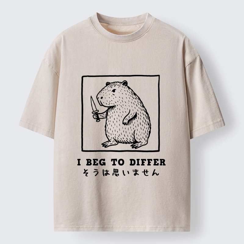 Tokyo-Tiger Sassy Capybara Holding A Blade Washed T-Shirt
