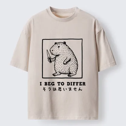 Tokyo-Tiger Sassy Capybara Holding A Blade Washed T-Shirt