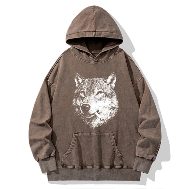 Tokyo-Tiger Cool Wolf Meme Bad Decisions Pending Washed Hoodie