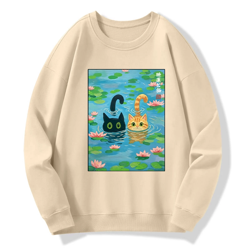 Tokyo-Tiger Cats In The Lotus Pond Classic Sweatshirt