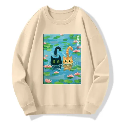 Tokyo-Tiger Cats In The Lotus Pond Classic Sweatshirt