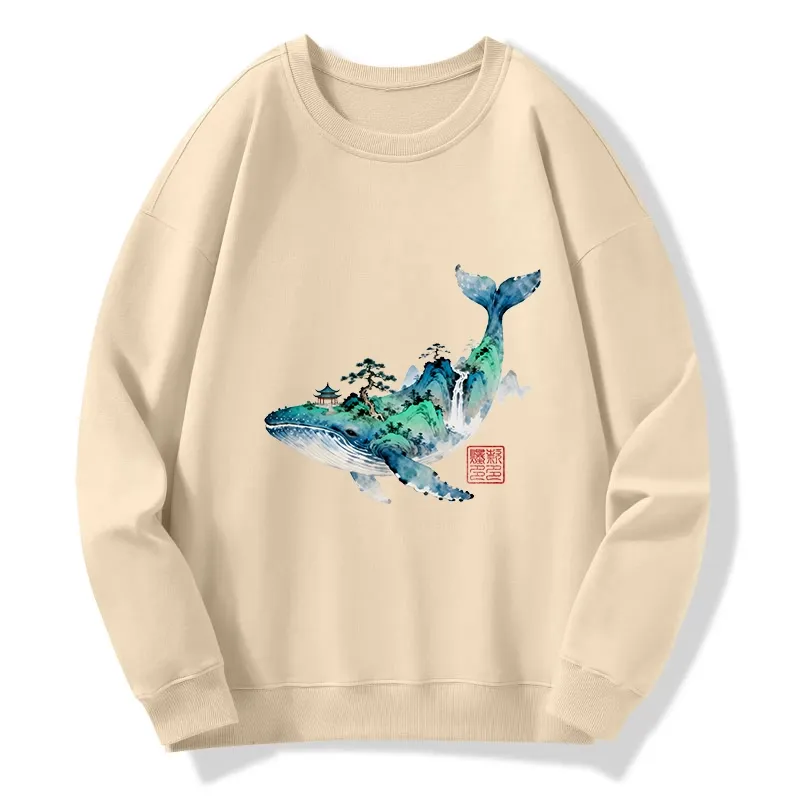 Tokyo-Tiger Whale Ink Painting Landscape Classic Sweatshirt