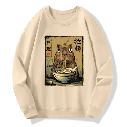 Tokyo-Tiger Cute Capybara Eating Ramen Classic Sweatshirt