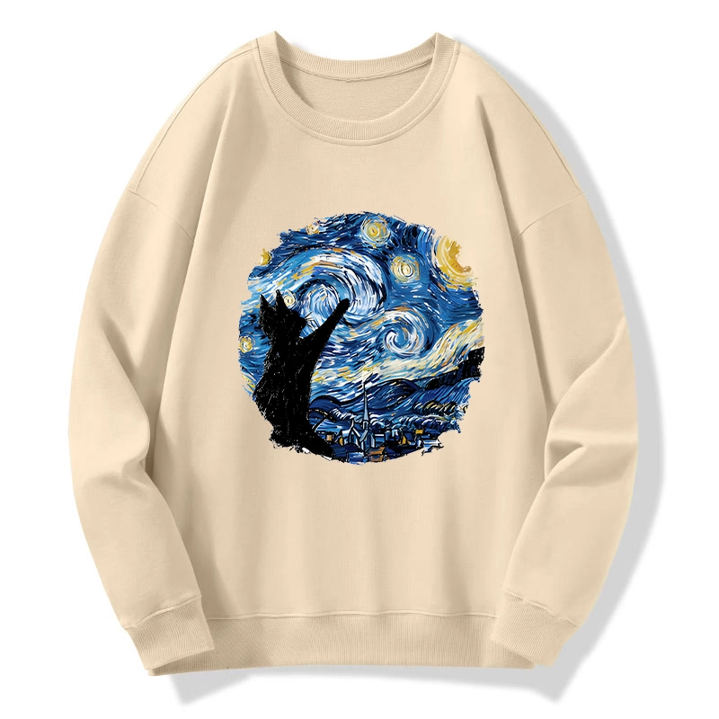 Tokyo-Tiger Starry Night Black Cat Classic Sweatshirt