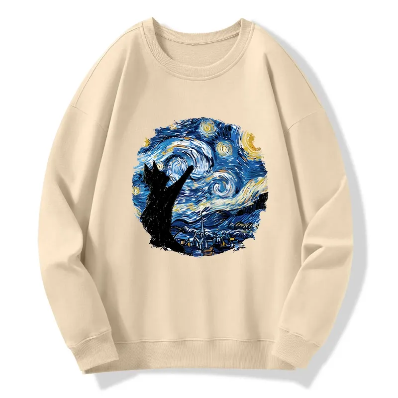 Tokyo-Tiger Starry Night Black Cat Classic Sweatshirt
