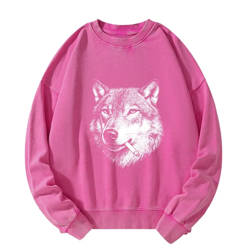 Tokyo-Tiger Cool Wolf Meme Bad Decisions Pending Washed Sweatshirt