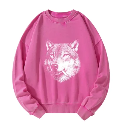 Tokyo-Tiger Cool Wolf Meme Bad Decisions Pending Washed Sweatshirt