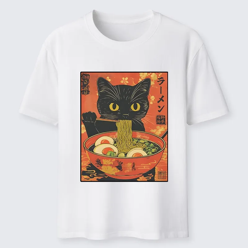 Tokyo-Tiger Hungry Black Cat Loves Ramen Classic T-Shirt