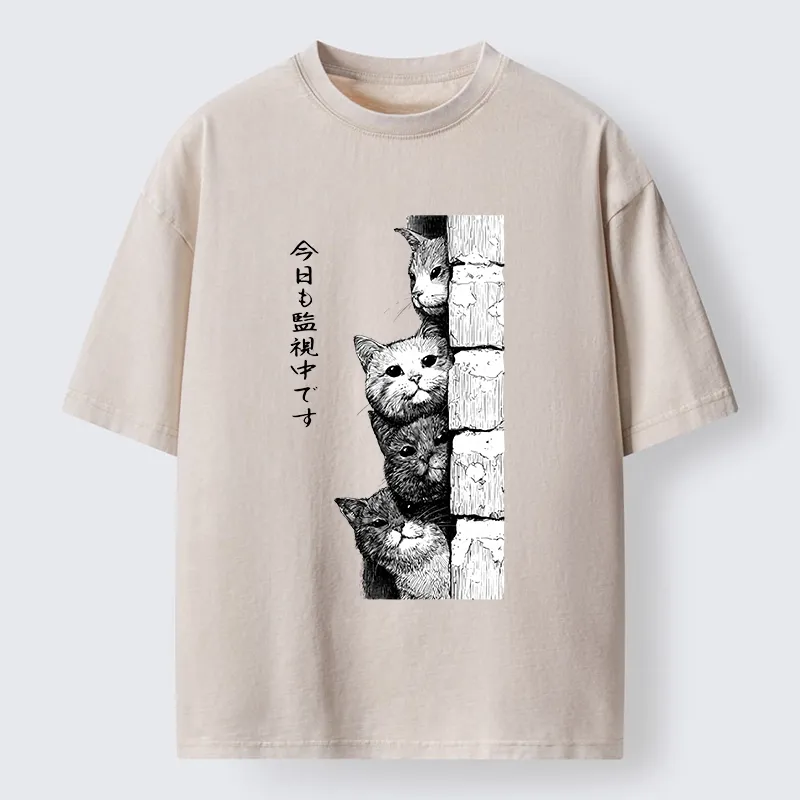 Tokyo-Tiger Cats Are Watching You Always Washed T-Shirt