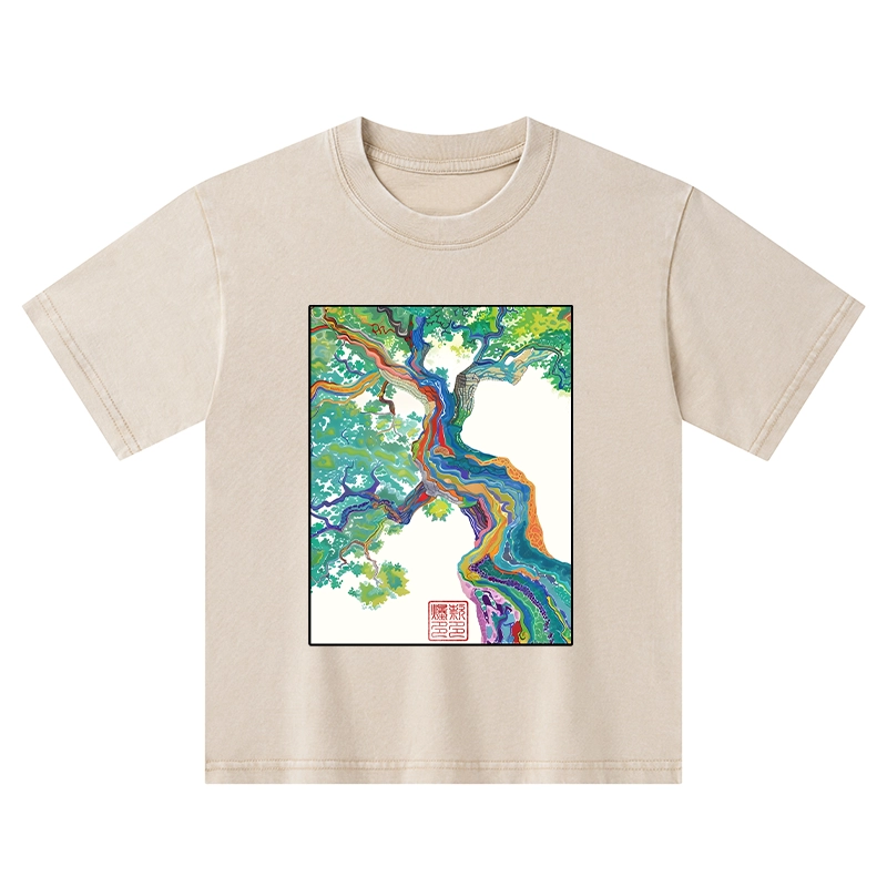 Tokyo-Tiger Colorful Magic Tree Kids Washed T-Shirt