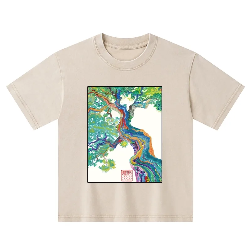 Tokyo-Tiger Colorful Magic Tree Kids Washed T-Shirt