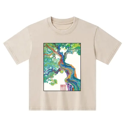 Tokyo-Tiger Colorful Magic Tree Kids Washed T-Shirt