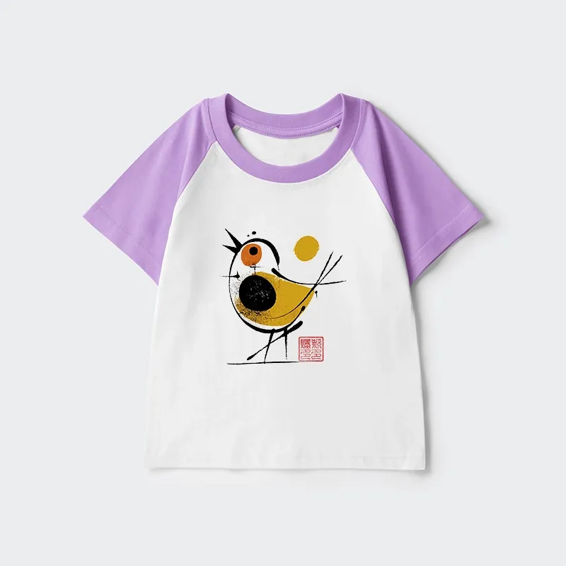 Tokyo-Tiger Aesthetic Yellow And Black Bird Kids Raglan T-shirt