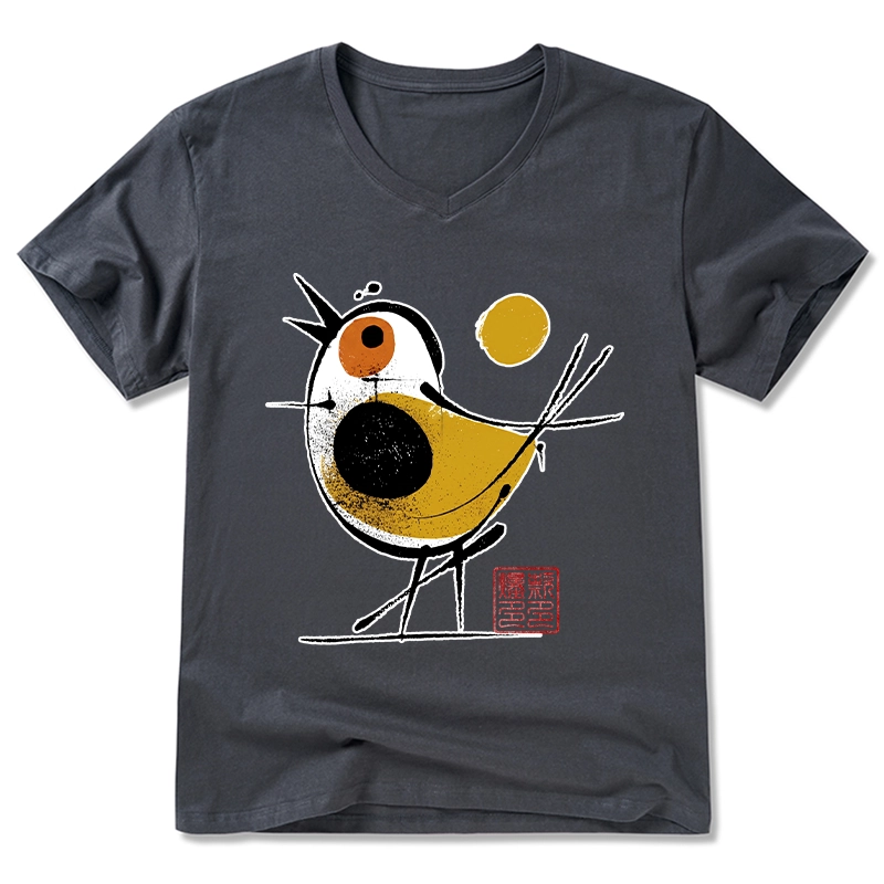 Tokyo-Tiger Aesthetic Yellow And Black Bird V-Neck Classic T-Shirt