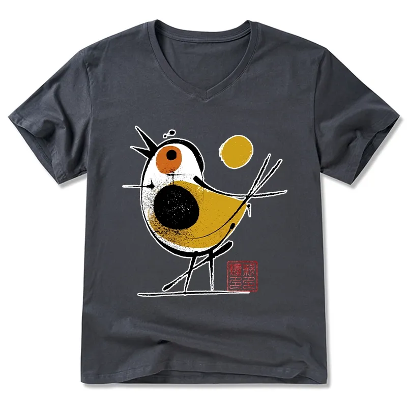 Tokyo-Tiger Aesthetic Yellow And Black Bird V-Neck Classic T-Shirt