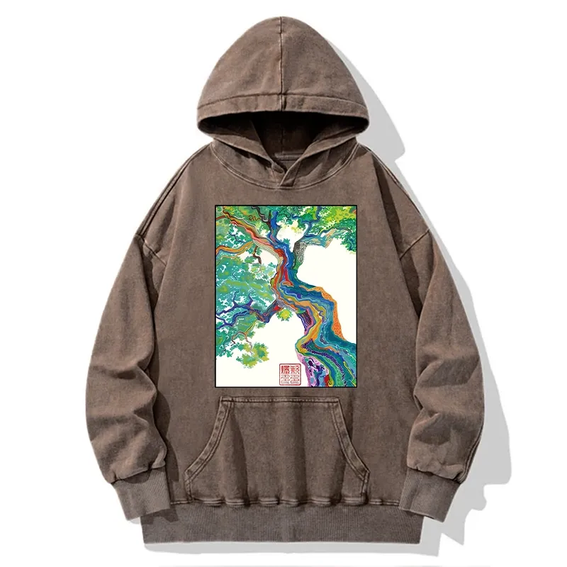 Tokyo-Tiger Colorful Magic Tree Washed Hoodie