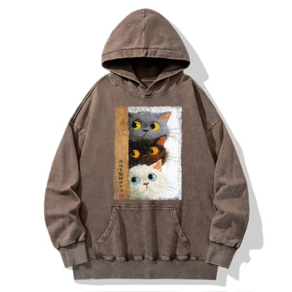 Tokyo-Tiger Three Cute Cats Watch You Washed Hoodie