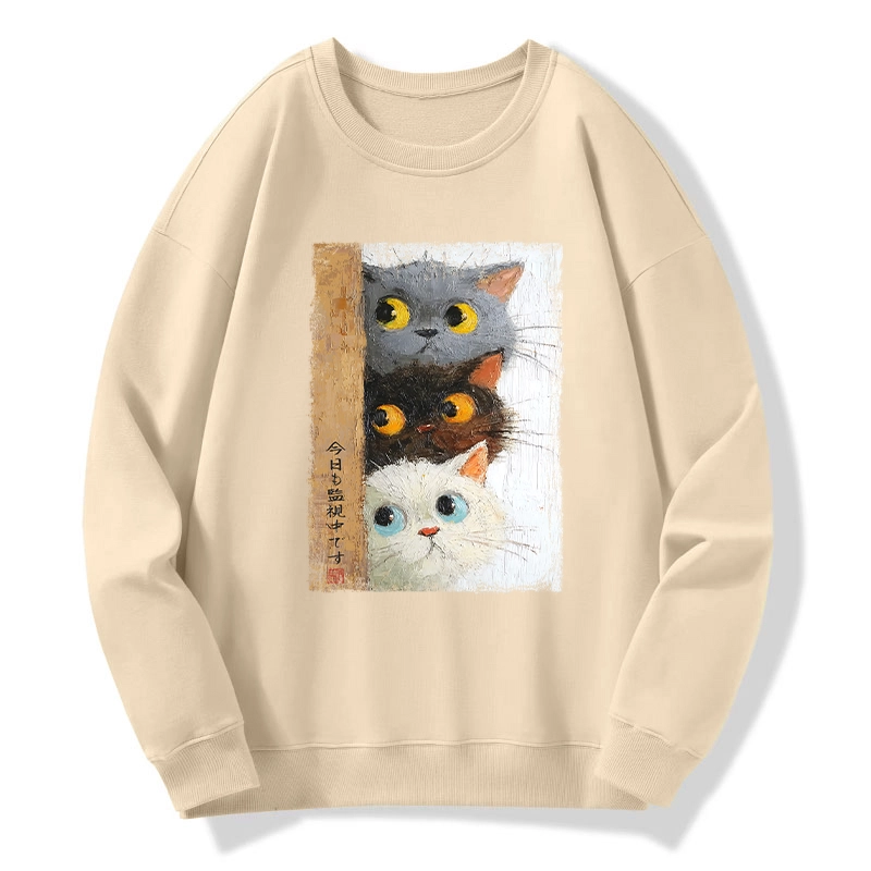 Tokyo-Tiger Three Cute Cats Watch You Classic Sweatshirt