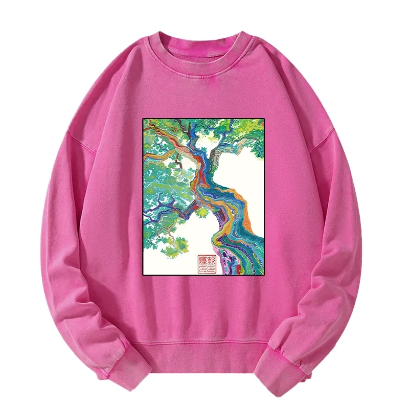 Tokyo-Tiger Colorful Magic Tree Washed Sweatshirt