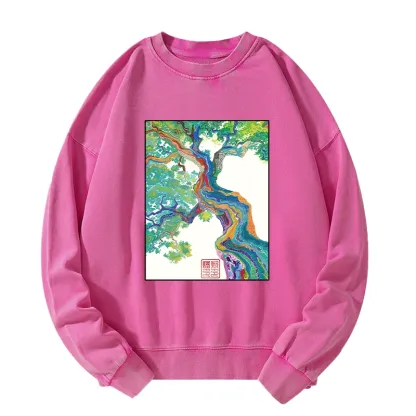 Tokyo-Tiger Colorful Magic Tree Washed Sweatshirt