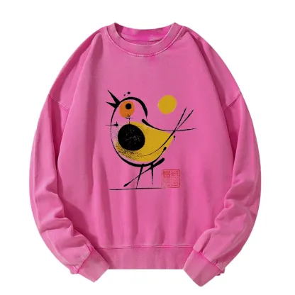 Tokyo-Tiger Aesthetic Yellow And Black Bird Washed Sweatshirt