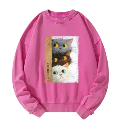 Tokyo-Tiger Three Cute Cats Watch You Washed Sweatshirt