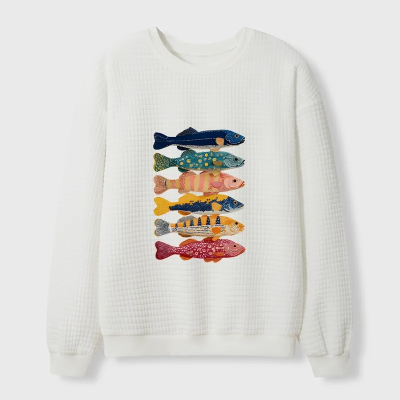 Tokyo-Tiger Colorful Fish Art Collection Waffle Sweatshirt Sale