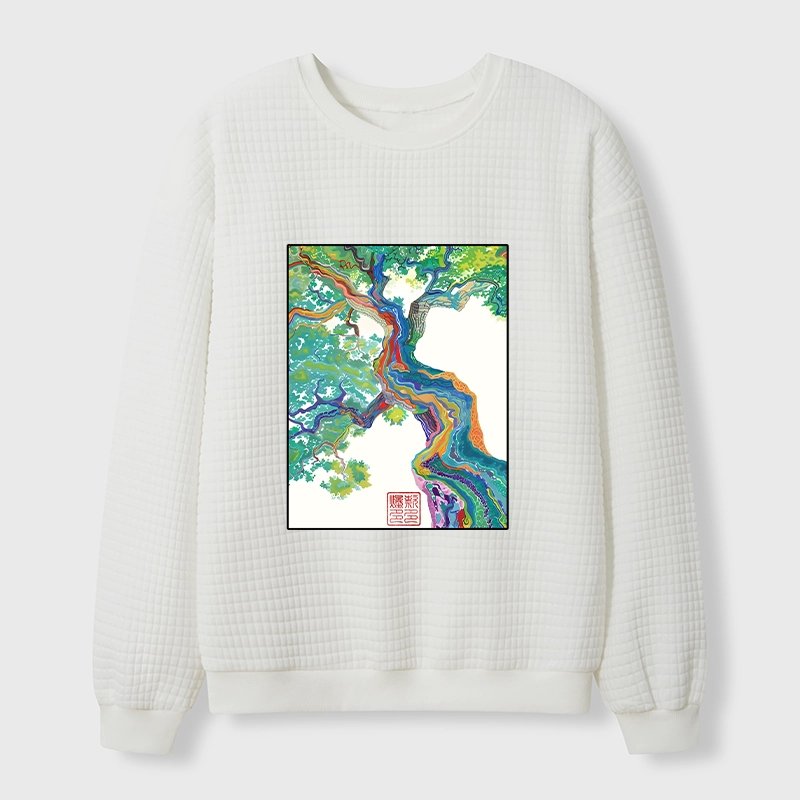 Tokyo-Tiger Colorful Magic Tree Waffle Sweatshirt
