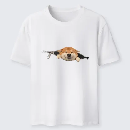 Tokyo-Tiger Cute Shiba Dog In Zipper Classic T-Shirt