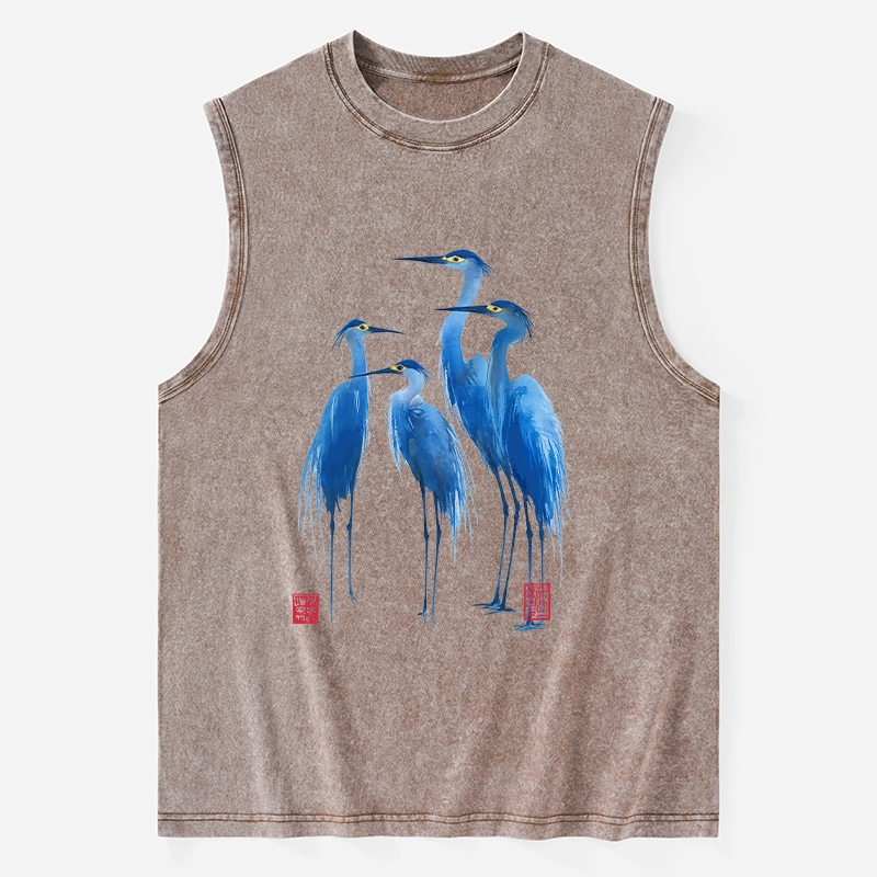 Tokyo-Tiger Flocks Of Great Blue Herons Washed Tank