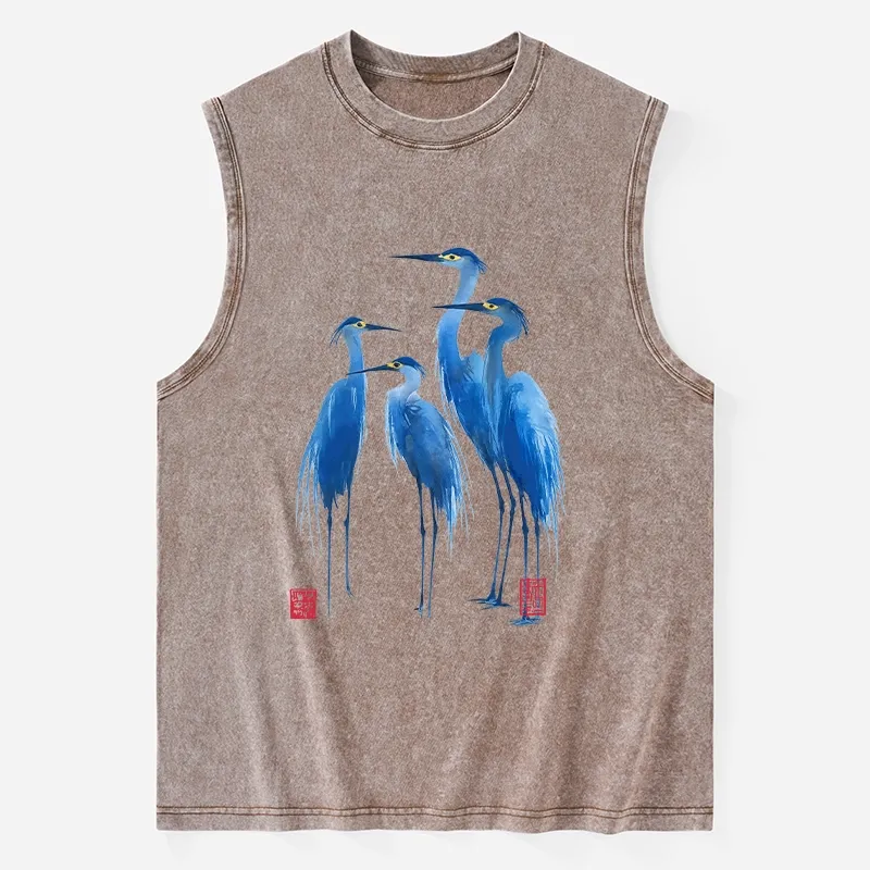 Tokyo-Tiger Flocks Of Great Blue Herons Washed Tank