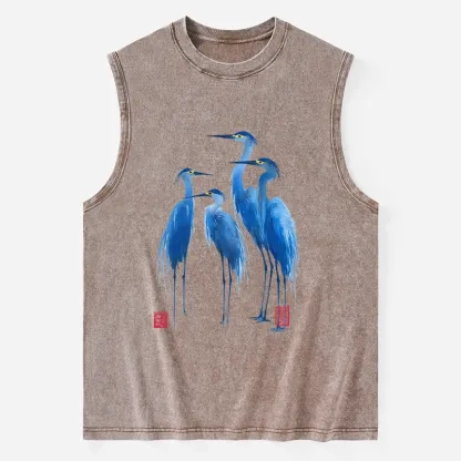 Tokyo-Tiger Flocks Of Great Blue Herons Washed Tank