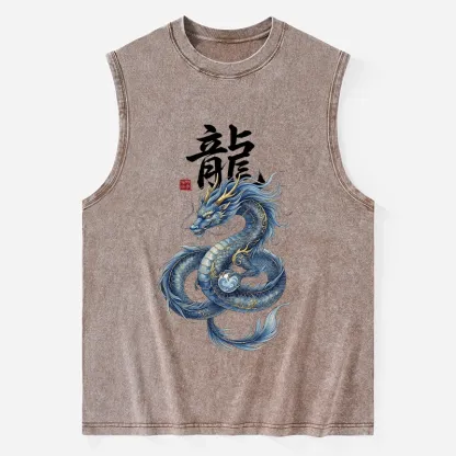 Tokyo-Tiger Mythic Blue Dragon Washed Tank