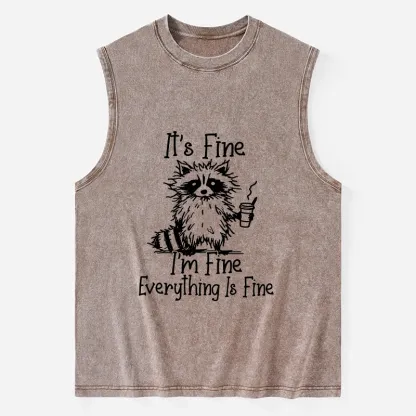 Tokyo-Tiger Raccoon Fine Meme Washed Tank