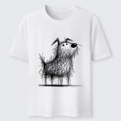 Tokyo-Tiger Cute Scrawled Dog Line Art Classic T-Shirt