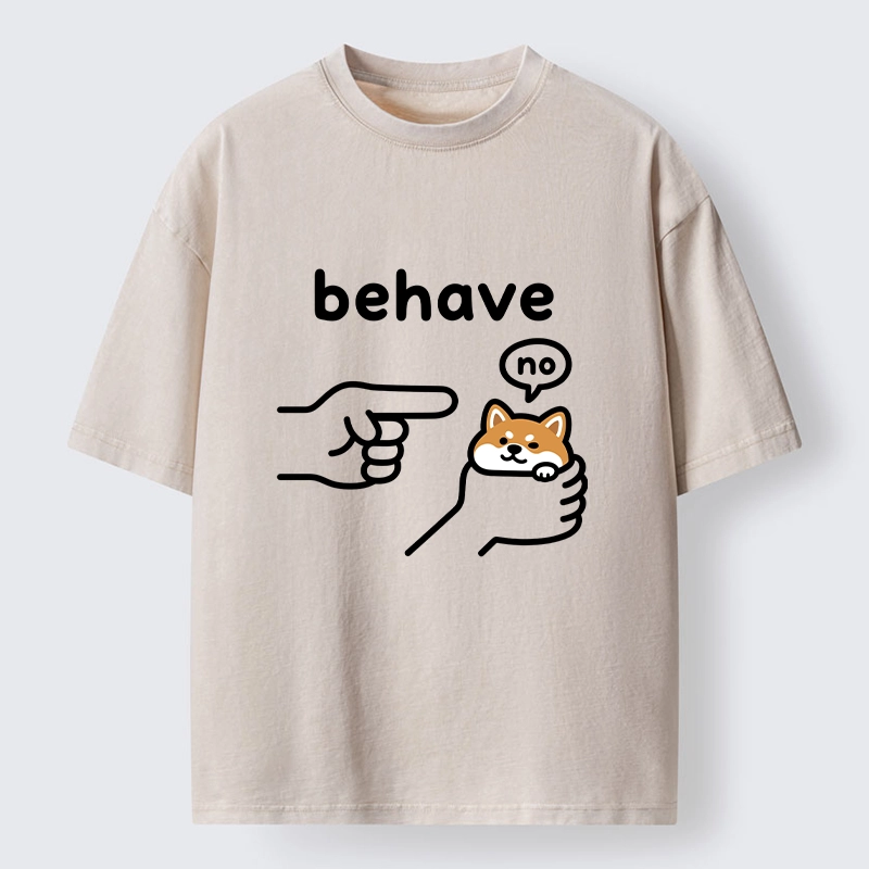 Tokyo-Tiger Funny Shiba Refusing To Behave Washed T-Shirt