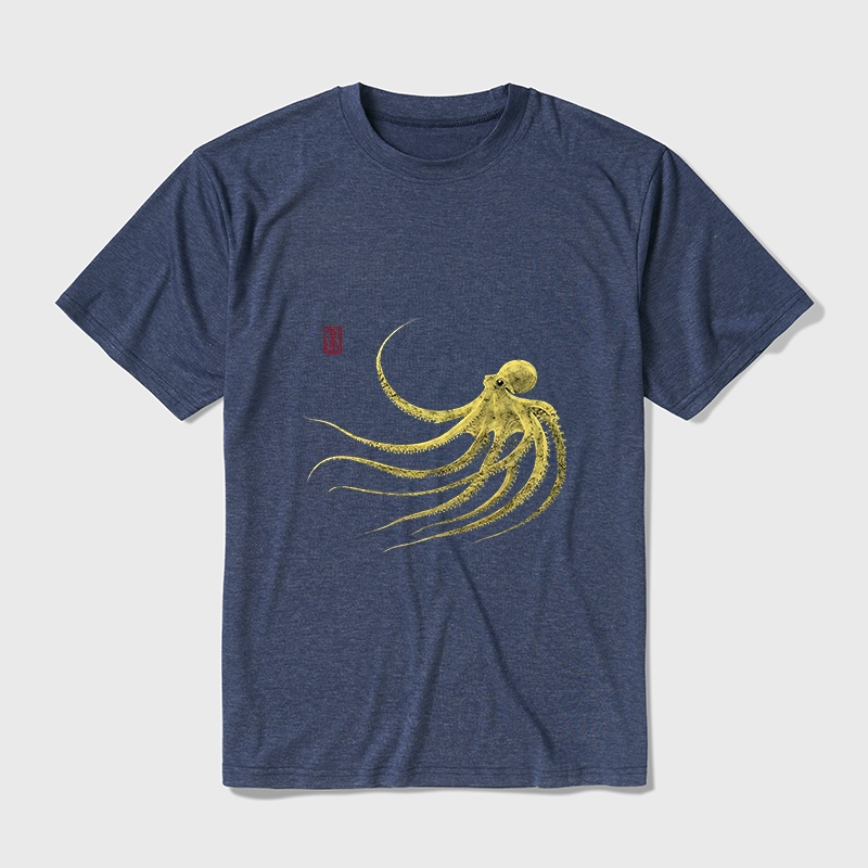 Tokyo-Tiger Retro Octopus Japanese Cotton Blend T-Shirt