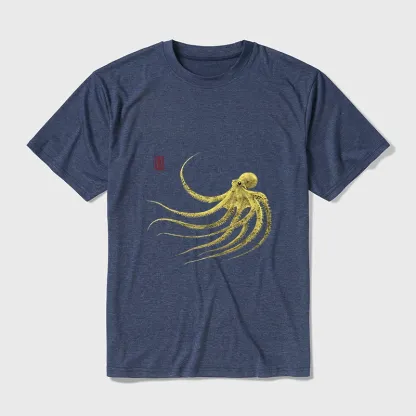 Tokyo-Tiger Retro Octopus Japanese Cotton Blend T-Shirt
