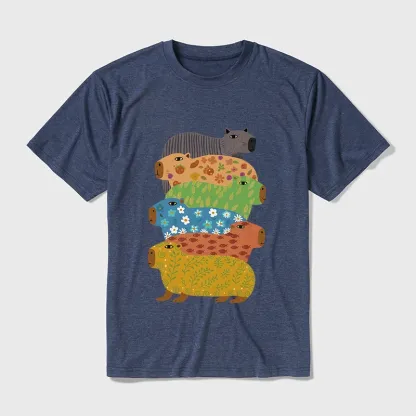 Tokyo-Tiger Colorful Capybaras Cotton Blend T-Shirt