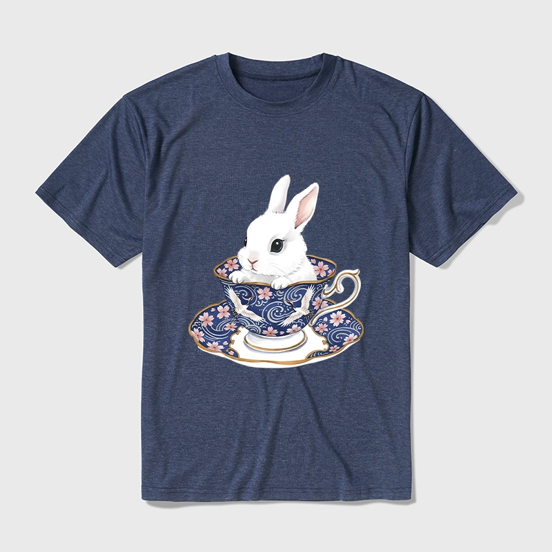 Tokyo-Tiger Cute Rabbit Tea Set Cotton Blend T-Shirt