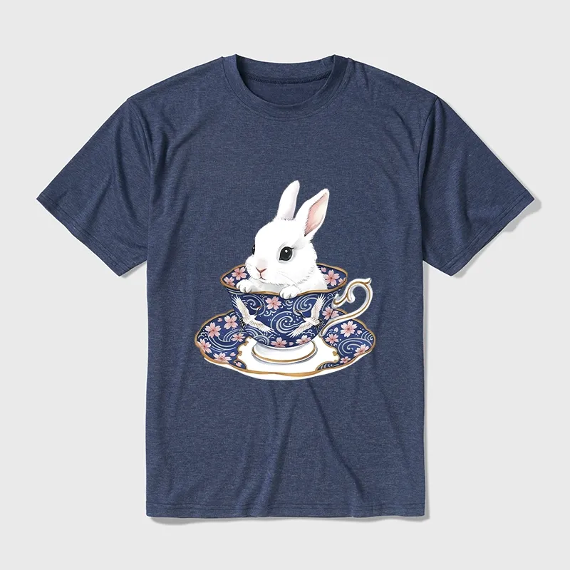 Tokyo-Tiger Cute Rabbit Tea Set Cotton Blend T-Shirt