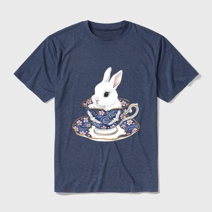 Tokyo-Tiger Cute Rabbit Tea Set Cotton Blend T-Shirt