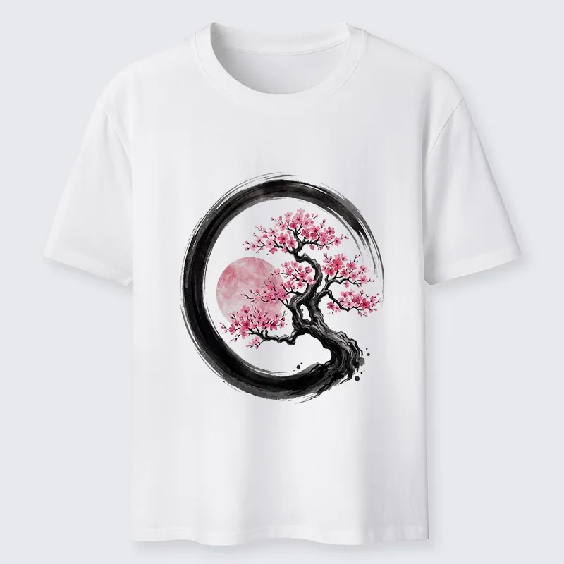 Tokyo-Tiger Zen Sakura Tree With Pink Moon Classic T-Shirt Sale