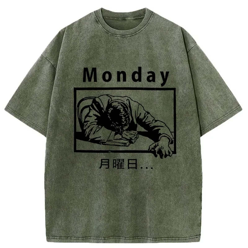 Tokyo-Tiger Painful Monday Funny Washed T-Shirt