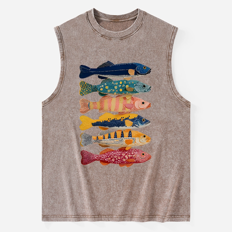 Tokyo-Tiger Colorful Fish Art Collection Washed Tank